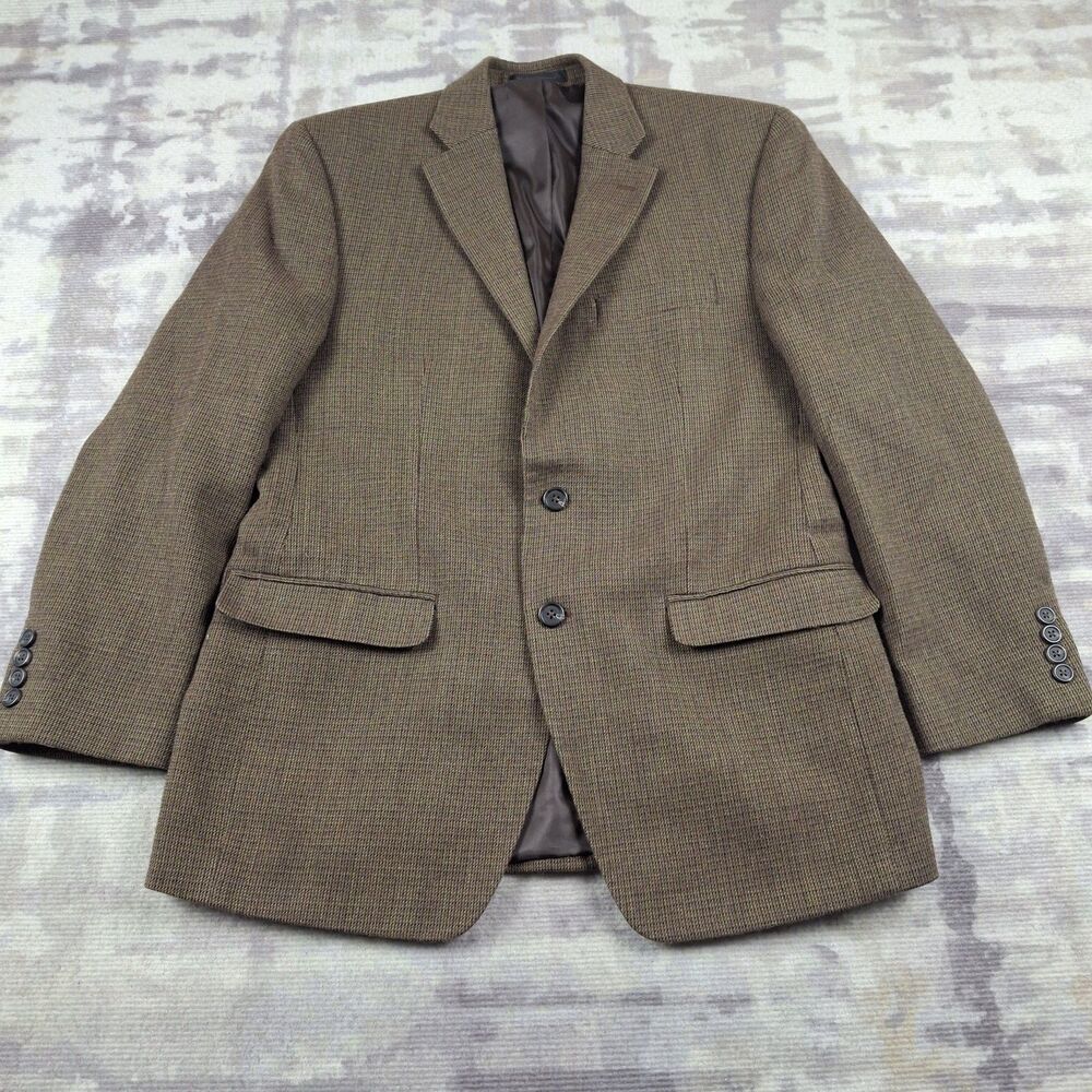 Chaps 100% Wool Tweed Blazer Sport Coat Mens 40R Brown Dark Academia Professor